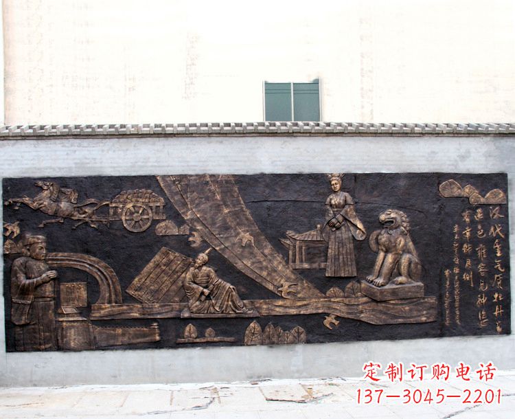 临沂“汉代重气质，牡丹留正色”中国传统文化浮雕壁画，玻璃钢仿铜园林墙壁装饰壁画