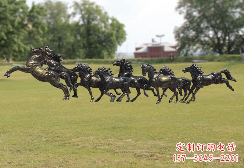 临沂八骏图八匹马群铜雕