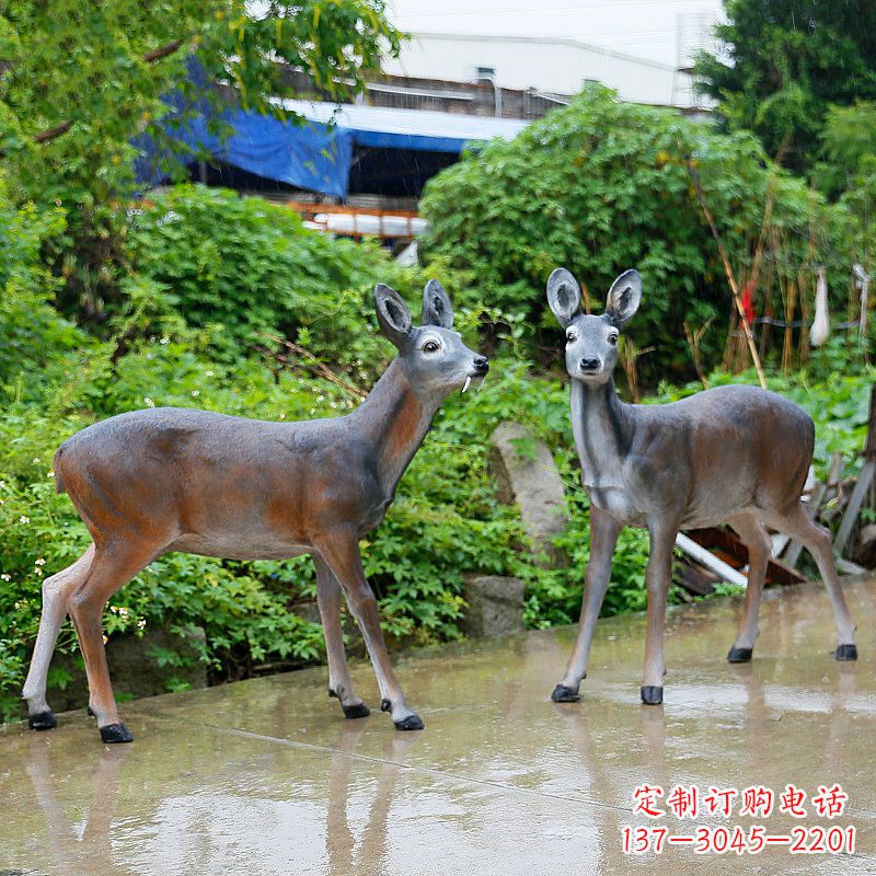 临沂玻璃钢仿真鹿雕塑-农家院动物摆件