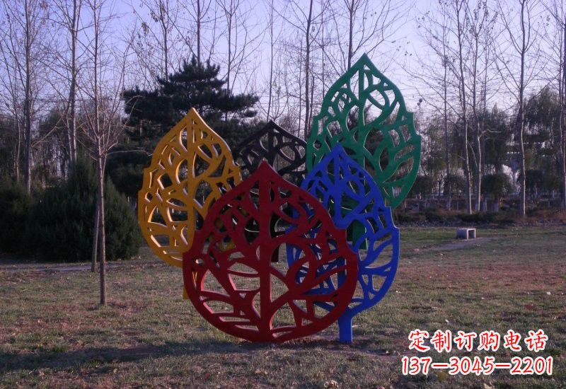 临沂精美不锈钢树叶雕塑