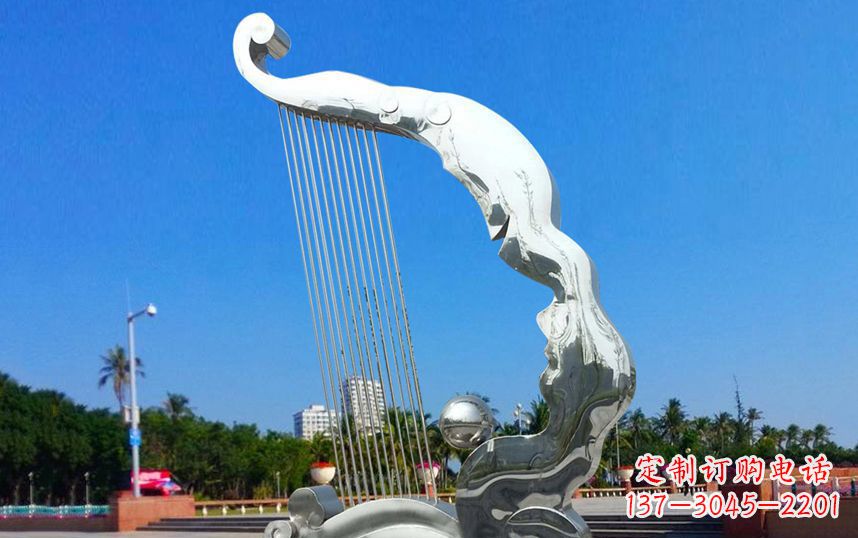 临沂不锈钢竖琴广场雕塑
