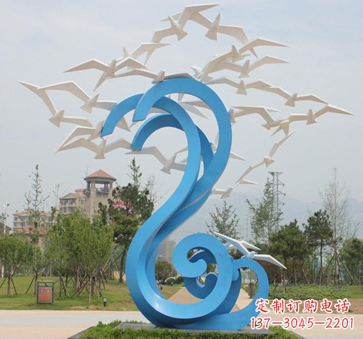 临沂新题目精美不锈钢大雁雕塑