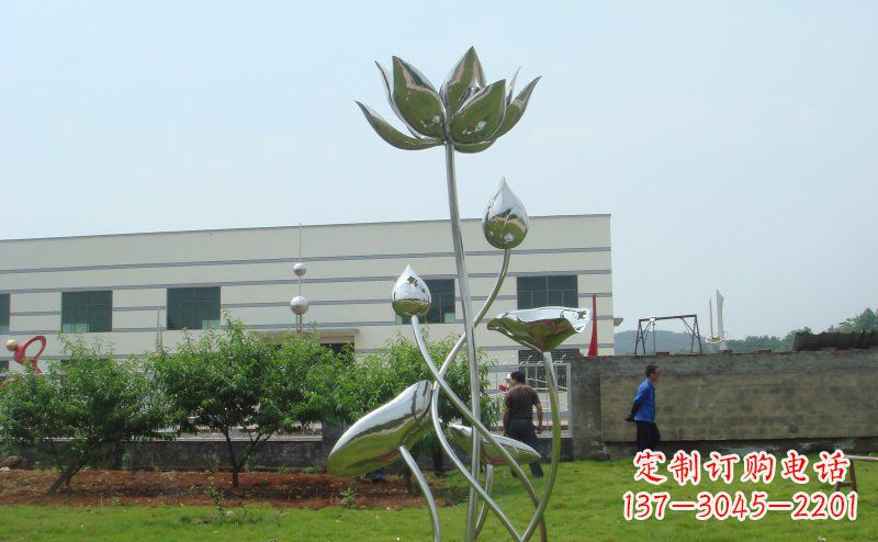 临沂不锈钢公园荷花雕塑 (2)