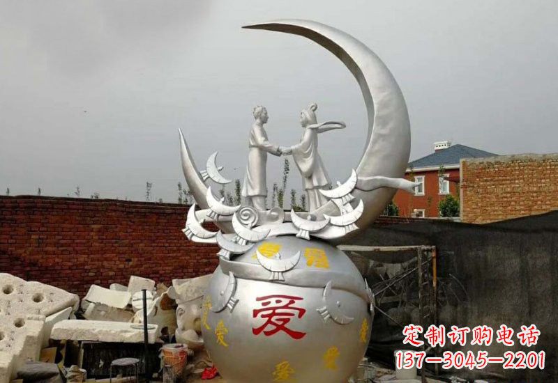 临沂牛郎织女传说的不锈钢雕塑