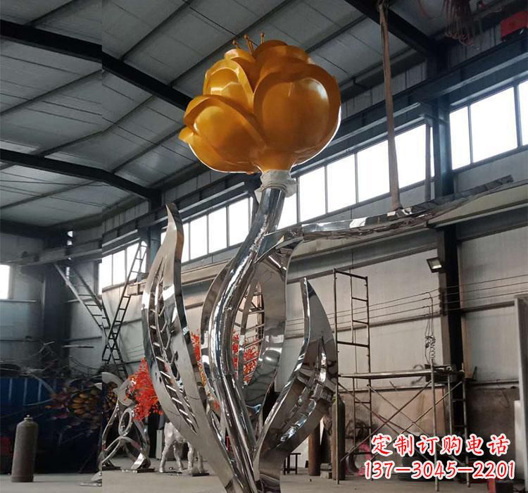 临沂不锈钢玫瑰花雕塑一款非凡的艺术品