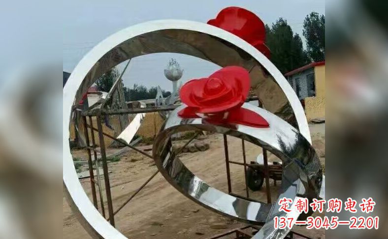 临沂不锈钢玫瑰花戒指雕塑