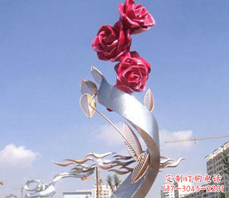 临沂不锈钢玫瑰雕塑精美的艺术品