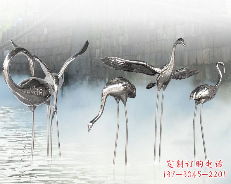 临沂不锈钢仙鹤飞鸟雕塑传承传统文化