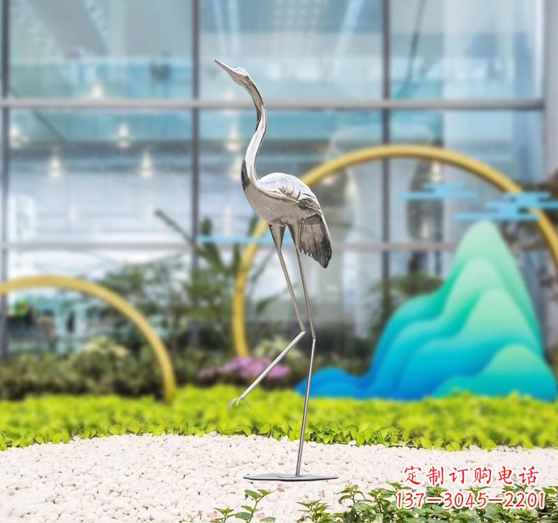 临沂不锈钢展翅仙鹤雕塑