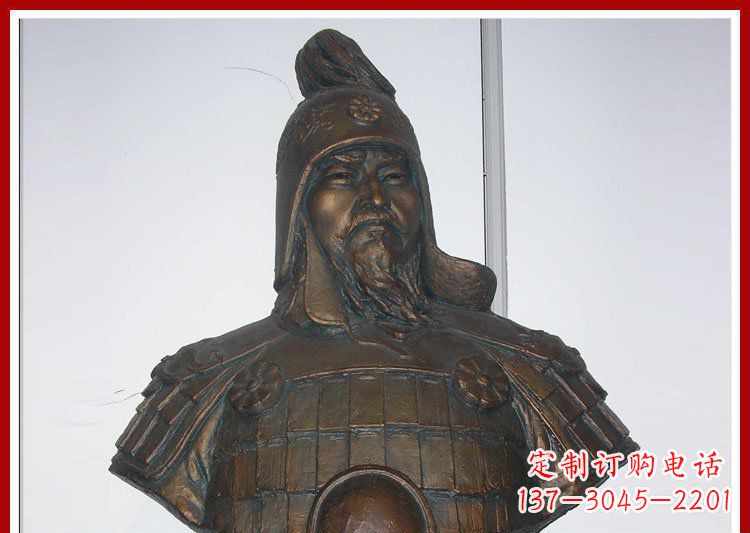临沂成吉思汗军事家玻璃钢仿铜胸像雕塑