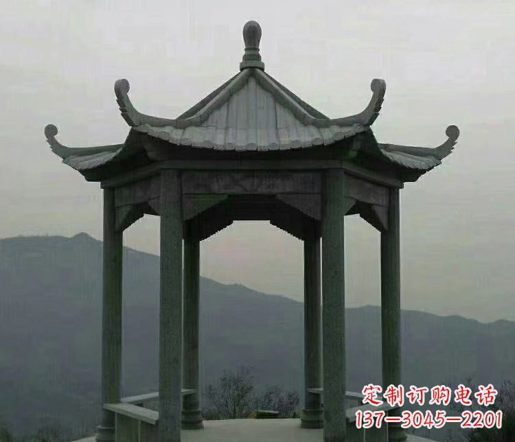 临沂考究工艺,奢华大理石六角凉亭雕塑