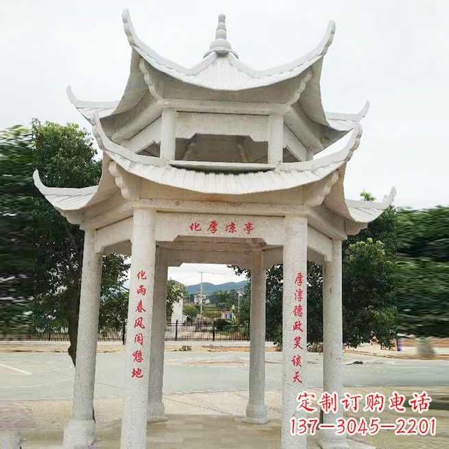 临沂大理石凉亭双层雕塑