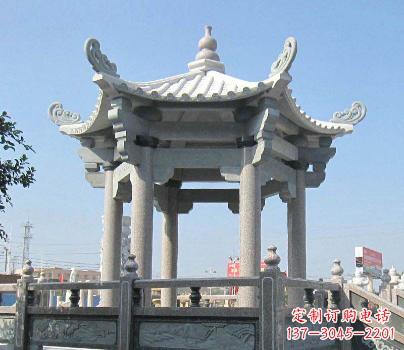 临沂大理石六角凉亭石雕,为您的家园带来浪漫情怀