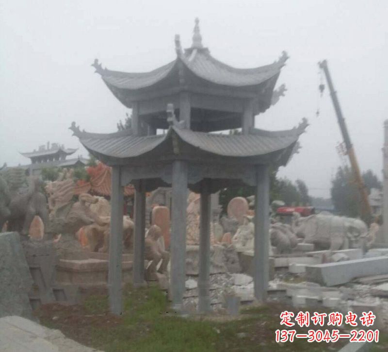 临沂大理石六角凉亭石雕,精美绝伦