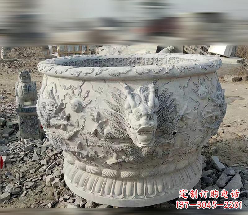 临沂大理石龙浮雕水缸精美精致,让您的家居生活更加有意义
