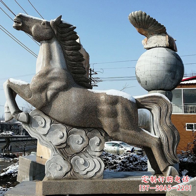 临沂大理石马踏祥云雕塑