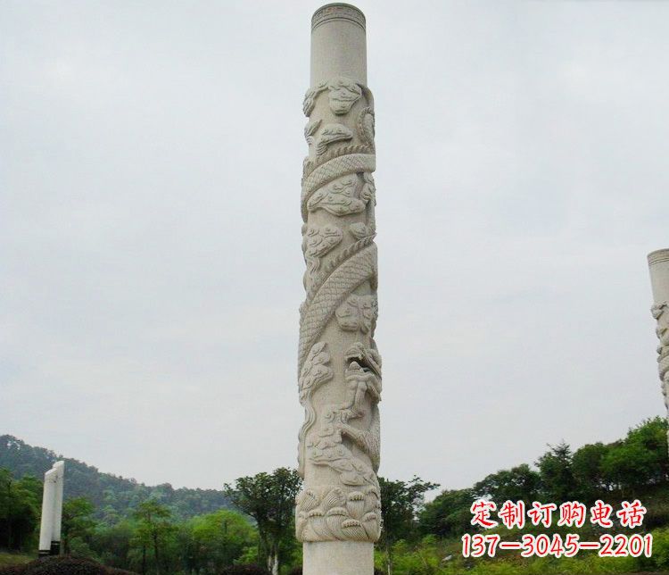 临沂大理石盘龙柱雕塑