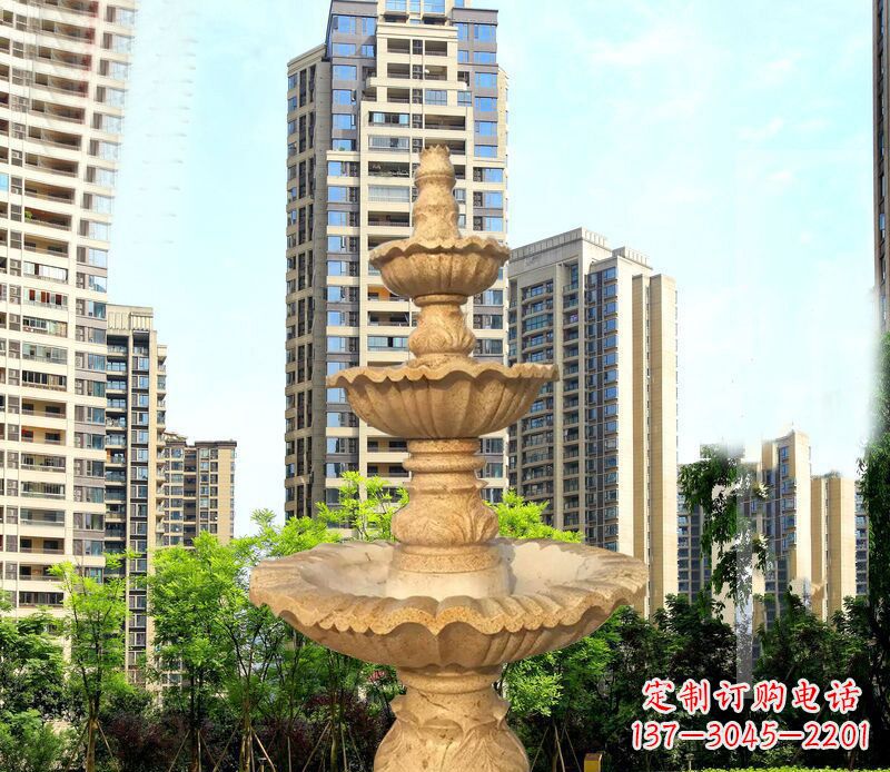 临沂大理石三层喷泉公园石雕 (2)