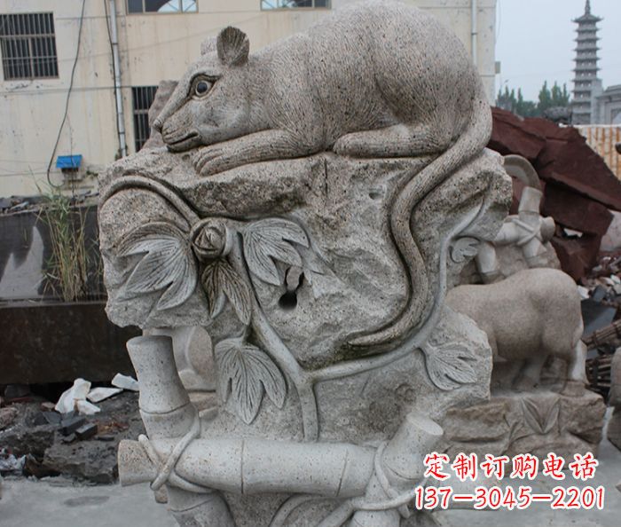 临沂大理石生肖鼠石雕