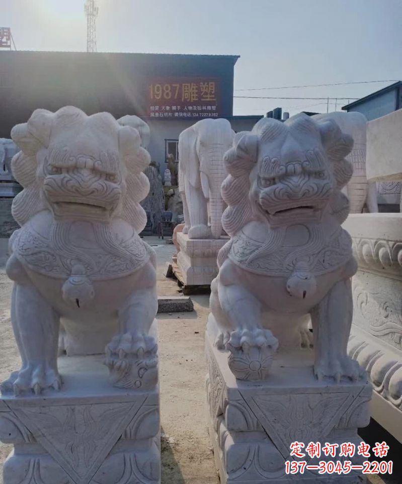 临沂大理石狮子雕塑，象征威严