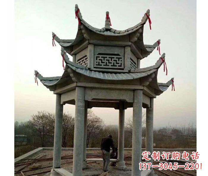 临沂仿古双层石雕凉亭