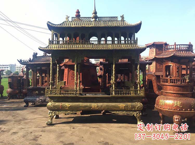 临沂高浮雕螭龙纹铜香炉