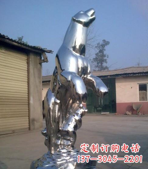 临沂公园不锈钢抽象北极熊动物雕塑