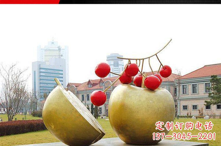 临沂公园不锈钢苹果樱桃雕塑