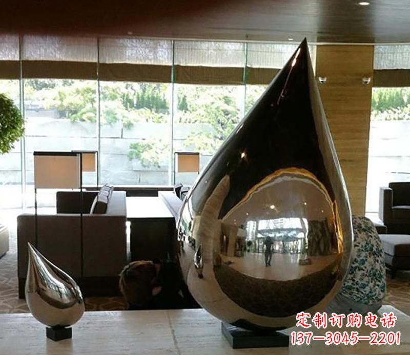 临沂公园不锈钢水滴球景观雕塑