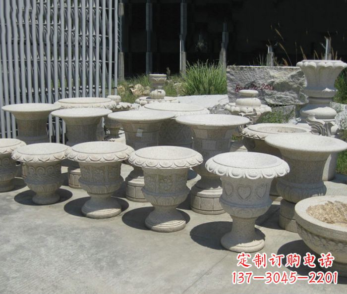 临沂大理石花盆石雕艺术品