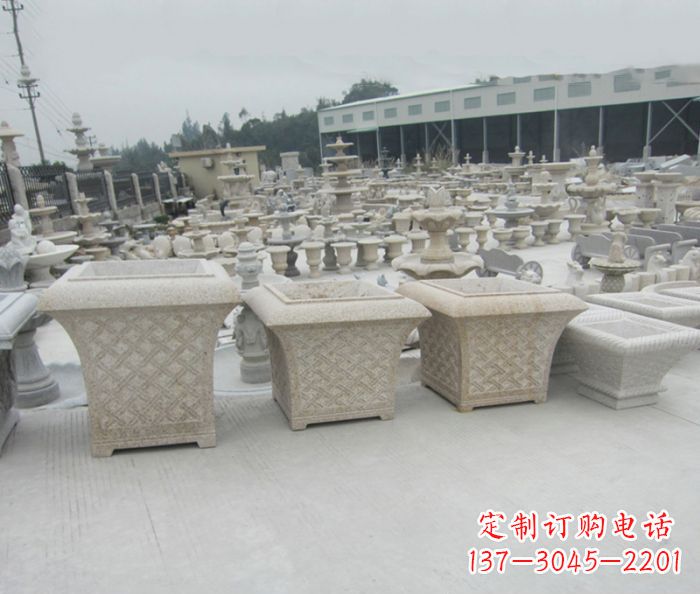 临沂优雅花盆大理石雕塑
