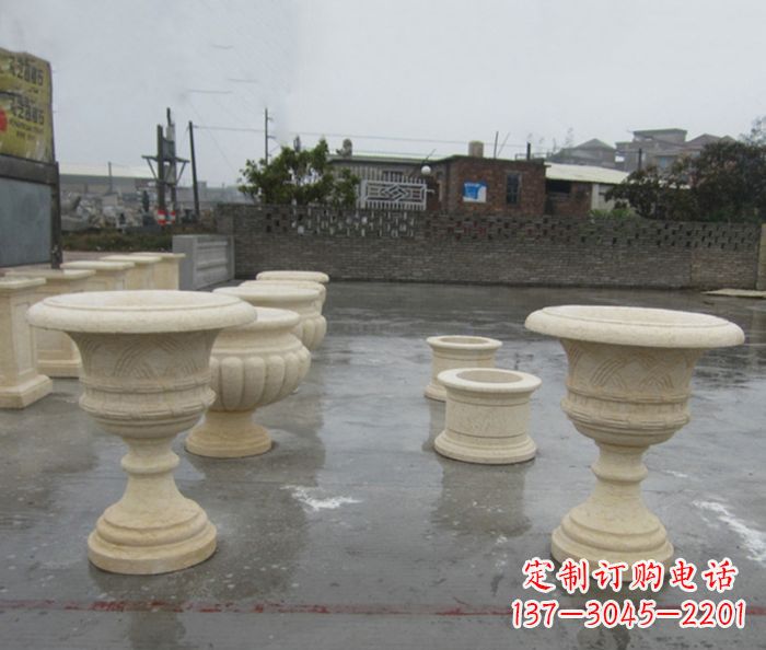 临沂完美绽放——大理石花盆石雕