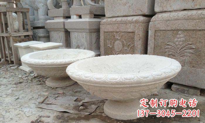 临沂细腻雅致的大理石花盆石雕
