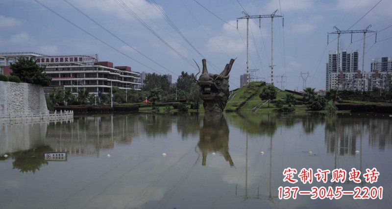 临沂公园龙头景观铜雕