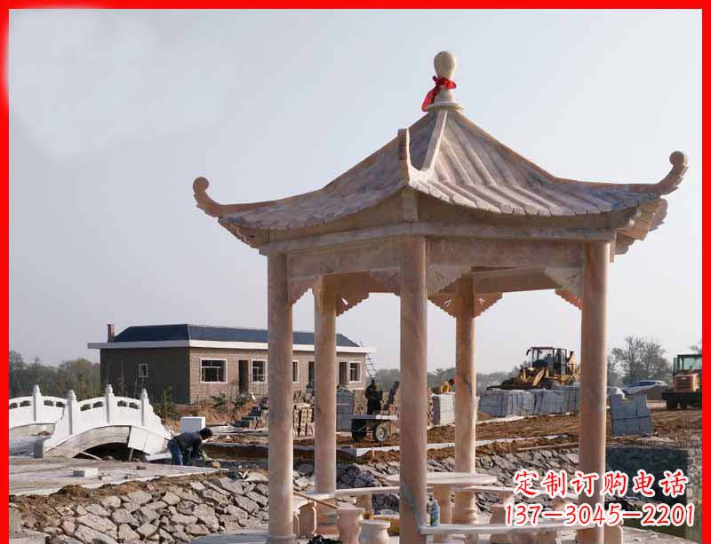 临沂红六角石凉亭雕塑