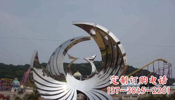 临沂广场不锈钢抽象凤凰雕塑 (2)