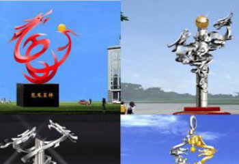 临沂中领雕塑：传递意义的龙凤呈祥不锈钢雕塑