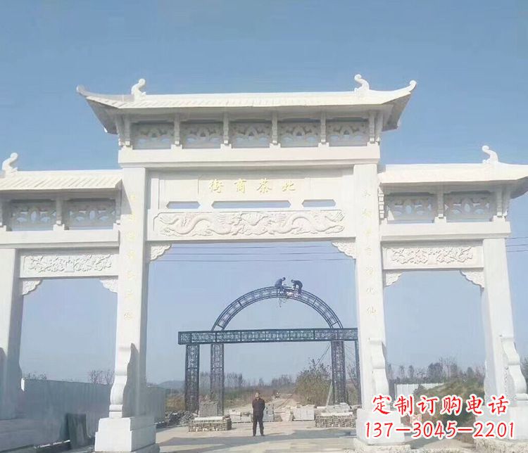 临沂石牌坊三门牌坊石雕 (4)