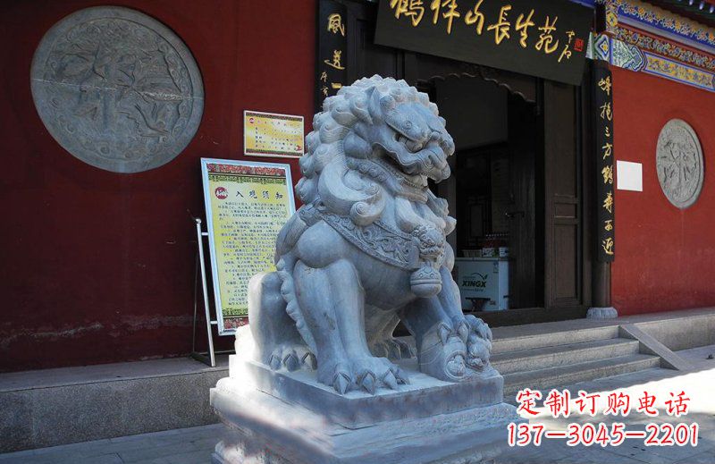 临沂石狮子寺庙门口石雕