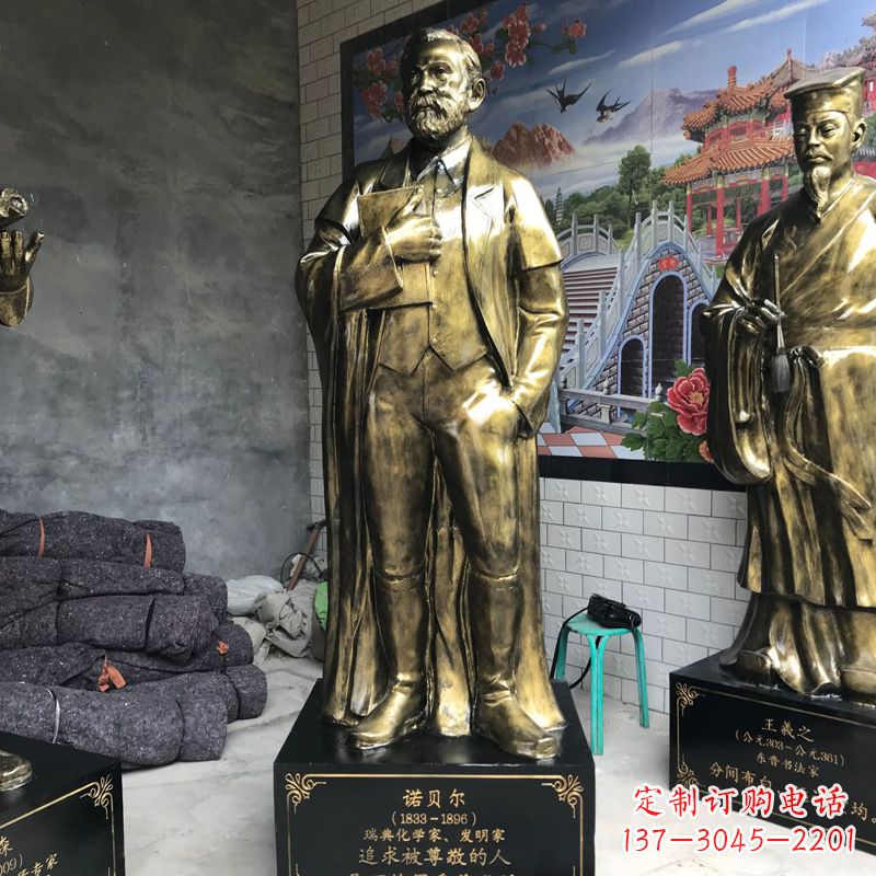 临沂世界名人瑞典著名化学家诺贝尔仿铜雕像