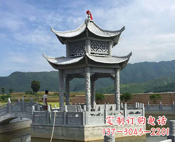 临沂双层仿古凉亭石雕_1