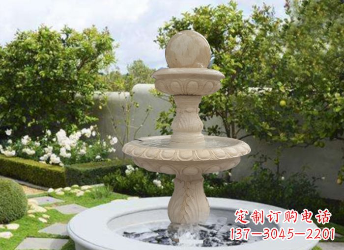 临沂双层风水球喷泉别墅石雕