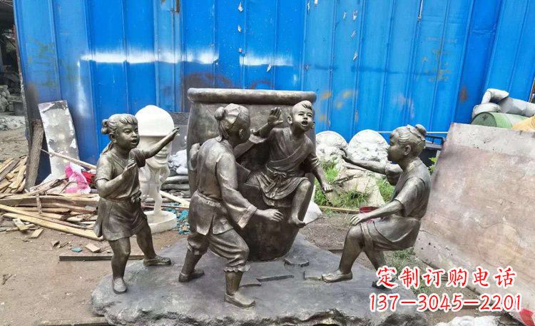 临沂司马光砸缸铜雕 (2)