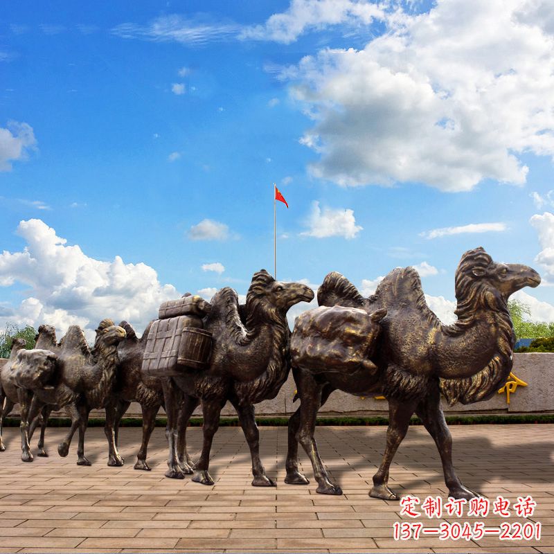 临沂丝绸之路骆驼队仿铜景观雕塑