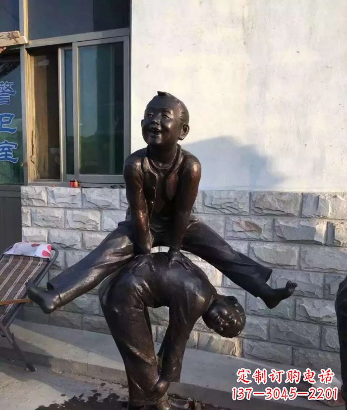 临沂跳马儿童铜雕 (2)
