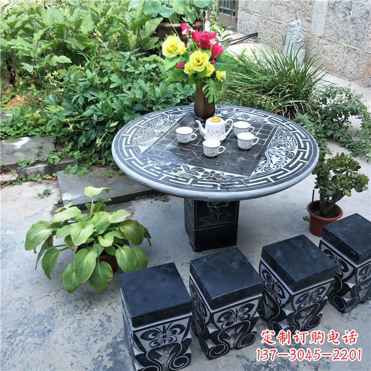 临沂庭院天然石桌凳