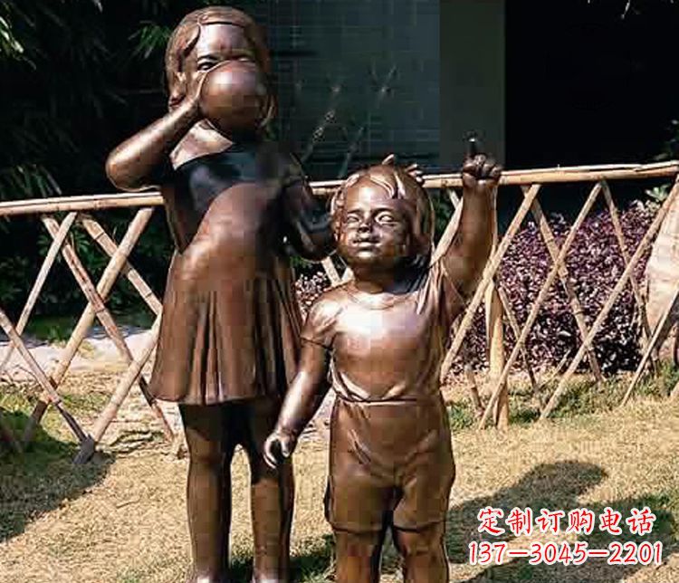 临沂铜雕吹气球儿童