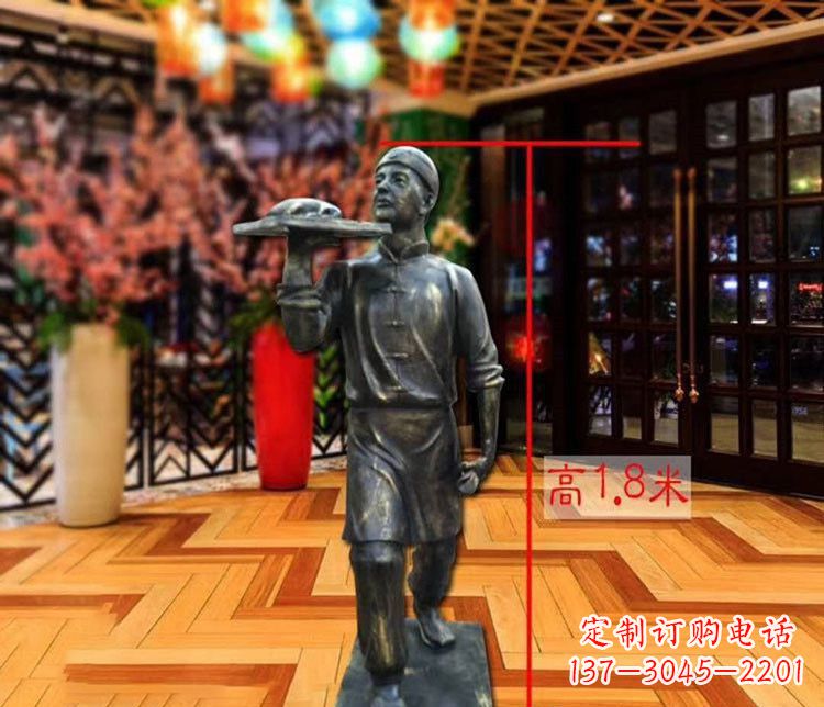临沂铜雕店小二人物雕塑 (2)