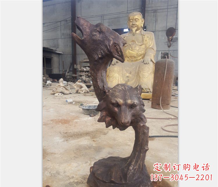 临沂铜雕园林金钱豹动物雕塑