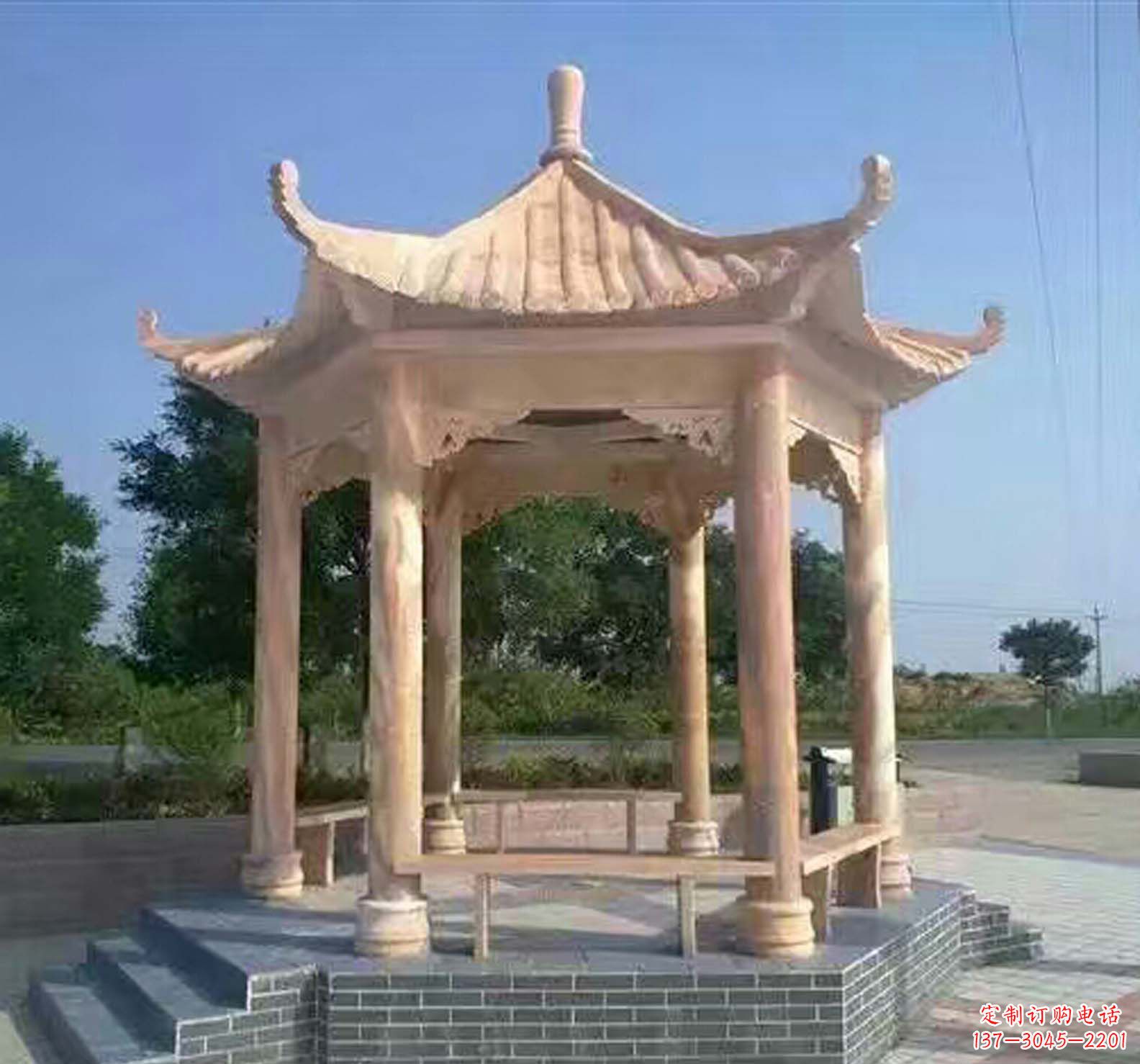 临沂晚霞红公园景观凉亭